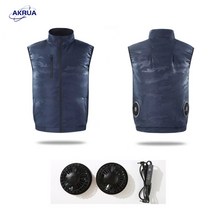 AKRUA 선풍기조끼 여름 현장 아이스 에어컨옷 작업복 아이스 선풍기옷, 블루M