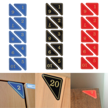 1~50 테이블 케비넷 사물함 모서리 삼각 번호판 번호표 넘버링 스티커 번호스티커 숫자판 숫자안내판 라커번호 목욕탕번호, 검정, 11~20