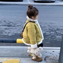 바로배송 ﻿올리브 양털 무스탕 여아 겨울 아우터 점퍼 자켓 자매룩 둥이룩 코디 북유럽풍