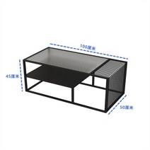 좌식테이블 거실 낮은 좌식 커피 베란다 발코니 티 다용도 창가 테이블 책상, 매트 블랙 + 창홍 유리 100x50x45