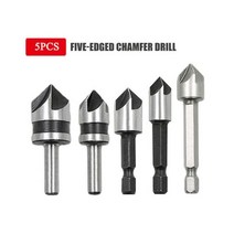 5PCS Chamfer Countersink Deburring Drill Bit Set Crosshole Cutting Metal Tool US