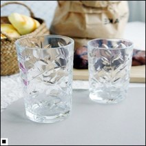 커피글라스 라운드형 잎사귀모양 섬세한디자인 긴유리컵 커팅글라스, 소