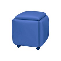 5in1 큐브 의자 바퀴달린 의자 5종 분리형 가죽 조립 사각 스툴의자 수납의자 5개 분리형 공간활용 의자 이동형의자, 파란색
