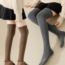 미로니 겨울 기모 오버니삭스 허벅지 롱 수면 발열 보온 극세사 롱삭스