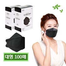 KF94 마스크 블랙 100매 대형 개별포장 국산원자재 식약처인증 엘프메딕, 1