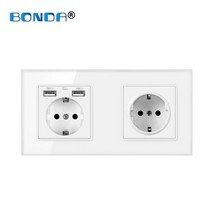 매립형 콘센트 전기 콘센트 벽 화이트 스탈 유리 패널 플러그 소켓 홈 표준 접지, 502 White USB01-01