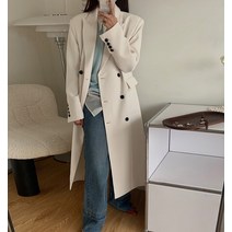 넷투넷코리아 여성 루즈핏 긴팔 데일리 롱 더블버튼 코트 아우터