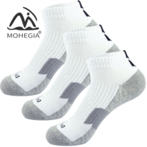 MOHEGIA 3 쌍의 봄과 여름면 패딩 타월 프로 농구 양말 짧은 튜브 땀 흡수를 실행하는 야외 하이킹 양말, 평균 코드, 흰색 두꺼운 수건 바닥 3 쌍