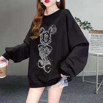 여성 라운드 긴팔 티셔츠 미키모우스 얇은 맨투맨