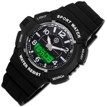 폭스바겐 충격방지 듀얼타임 우레탄 시계 라이트 기능 2종 택1