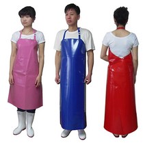 비닐 앞치마 허리 방수 우레탄 업소 정육점 원피스 목걸이형 수산시장, 곤색