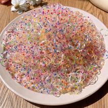 오색컬러 포인트 투명 미니 고무줄 1000개 세트 여친헤어밴드 디자인머리끈 헤어고무줄