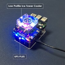 개발 보드 시스템 호환 Geeekpi 타워 냉각 팬 UPS V5 Plus 커버 업 라즈베리 파이 4B/3B + /3B 스용 RTC 전원 공급 장치 포함, Low Ice Tower UPS