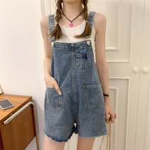 스타일아유 여성 여름 멜빵바지 컷팅 점프슈트 청반바지 뷔스티에 여름 데님 오버롤 데일리 캐주얼