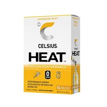 CELSIUS HEAT On-the-Go 퍼포먼스 에너지 파우더 스틱 패킷 레모네이드 미스트 14개 팩, Lemonade Mist