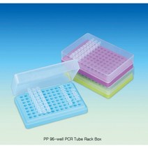 0.2ml PCR 튜브 랙 96-well 홀 PP 96-well PCR Tube Rack Box, 뚜껑 부착형 PCR 튜브 랙, 그린