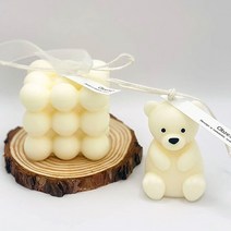 오브제 필라캔들 큐브 곰돌이 3종 세트 + 우드코스터, 헤스페리데스
