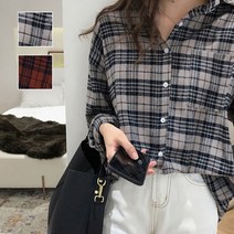 여성 넉넉한핏 유행없는 기본 체크 패턴 포켓 셔츠