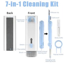블루투스 이어폰 귀청결 클리너 호환 7-in-1 컴퓨터 키보드 브러시 키트 헤드폰 청소 펜 도구 키 캡 풀러, [02] 7In1 Blue