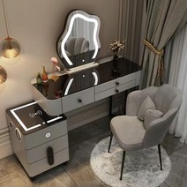 화장대 세트(LED거울 + 의자 포함) USB 스마트 충전 수납화장대 800/1000/1200 A880-A21, 100CM, 블랙+그레이