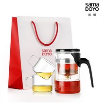 사마 블랙라벨 내열유리티포트 선물세트 (티팟+찻잔+레드쇼핑백), B02 600ml+찻잔2P(정품쇼핑백)