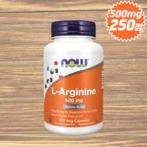Now foods 나우푸드 산화질소 아미노산 하루한번 아르기닌정 엘아르기닌 영양제, 500mg 250정, 1개