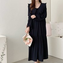 [스위트플러스] 임부복 찰랑 제인 빅카라 브이넥 박시 캉캉 원피스