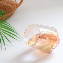 큐스토어 홈카페 골드림 다이아 홀로그램 유리컵 온더락잔 하이볼잔, 1개, 02. 하이볼 (460ml)