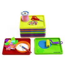 Colorations Set of 12 Kids Activity Plastic Trays Rainbow of Colors Arts and Crafts Organizer Tray, 1