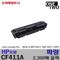 HP ColorLaserJet Pro M452 MFP M377 M477 시리즈 프리미엄재생토너, CF411A_파랑_프리미엄재생토너, 1개