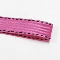 카네이션리본 선물포장리본 꽃포장리본 골지 스티치 리본 (폭 5mm 길이90m)(폭 10mm/15mm 길이 45m), 22(핫핑크+블랙스티치), 15mm