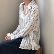 아이엠몽 여성 소프트 세로 스트라이프 루즈핏 셔츠 줄무늬 꾸안꾸 체리크