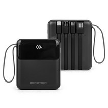 제로티어 대용량 고속 보조배터리 휴대용충전기 10000mAh, 블랙