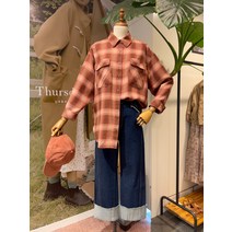 써스데이아일랜드 체크 루즈핏 블라우스(T216MBL140W)(1272544)