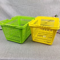 오메가키친 쇼핑 바구니 AA 플라스틱 시장 마트 편의점 장바구니, 쇼핑바구니 미니, 노랑