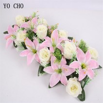 메탈요요 매직요요 고속 금속 요요 요초 꽃 줄 장식 웨딩 벽 배열 용품 인공 실크 장미 백합 로맨틱 사용자, 06 white light pink