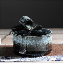 실내 분수대 인공폭포 안개분수 물레방아 도자기 분수 레트로 장식 공예 feng shui well 데스크탑 물 분수 홈 오피스 찻집 인형, 푸른