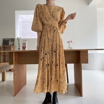 유니크 패턴 랩스타일 쉬폰 롱원피스 2col opdo7005