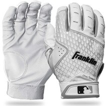 Franklin Sports MLB 배팅 장갑 - 2nd Skinz 성인용 야구 타격용 L 화이트, White/White, Adult Large