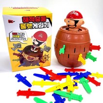 애니토이 애꾸눈 선장 해적 술통 룰렛 게임 통아저씨 칼 24개 보드게임 복불복 후크 벌칙 캠핑 가족 친구 선물, 단품
