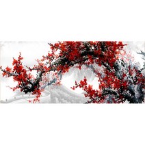 3D 보석십자수 인테리어 풍경화 매화 DIY 전체수 /세트 211214104, 원형비즈, 250*90cm