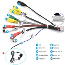 차량 자동차 블루투스 카오디오 Podofo-2 din 안드로이드 라디오 케이블 더블 USB 폭스 바겐 ISO 현대 기아 혼다 도요타 닛산 GPS, [02] RCA Cabel