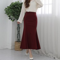 이푼아이 여성용 밴딩 스판 머메이드 롱 플레어 스커트