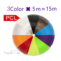 3d 프린터 펜용 pcl 필라멘트 필라멘트 직경 1.75mm 100m 펜용 플라스틱 필라멘트 어린이 안전 리필, pcl 15m 3color