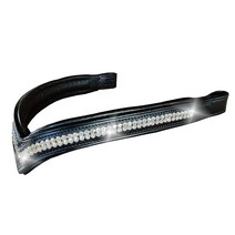 반짝이는 모조 다이아몬드가 박힌 말 굴레용 Bling Browbands V자형 패딩 가죽 (콥 블랙), Extra Full (17.5 inch), Black