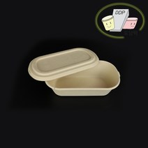 식품포장용기 친환경 펄프 타원 도시락 PET뚜껑 세트 1100ml 50개