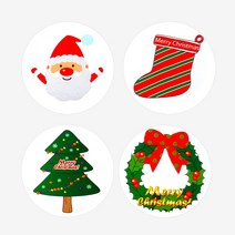 피크닉앤패키지 크리스마스 선물포장용품 산타 루돌프 비닐봉투 포장지, 39_xmas아이콘스티커 8개, 1개