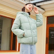 여성경량패딩 패딩 파카 자켓 코튼 여성 후드 방풍 기본 솔리드 와일드 특대 두꺼운 코트 보온 유지