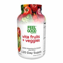 필굿 하루한알 비타플룻 종합멀티비타민 B6 아연 비트 타트체리 Feel Good Vita Fruits & Veggies 120베지캡, 1팩