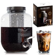 콜드 브루 커피 메이커 3.8L(1갤런) 아이스 스테인리스 스틸 필터가 있는 메이슨 병 두꺼운 비산 방지 유리로 된 대형 티 나만의 키트 5539832868